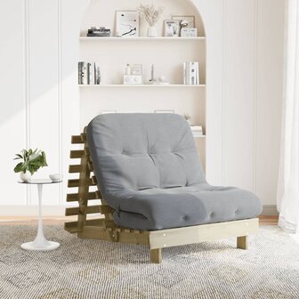 Futon slaapbank met matras 80x206x11 cm ge&iuml;mpregneerd hout