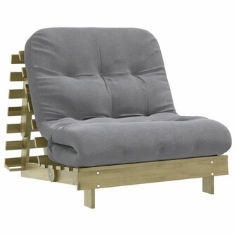 Futon slaapbank met matras 80x206x11 cm ge&iuml;mpregneerd hout
