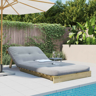 Futon slaapbank met matras 80x206x11 cm ge&iuml;mpregneerd hout