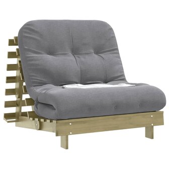 Futon slaapbank met matras 80x206x11 cm ge&iuml;mpregneerd hout