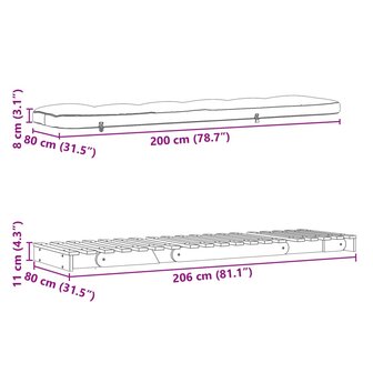 Futon slaapbank met matras 80x206x11 cm ge&iuml;mpregneerd hout