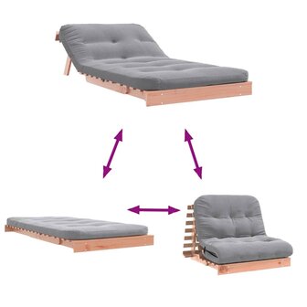 Futon slaapbank met matras 100x206x11 cm massief douglashout
