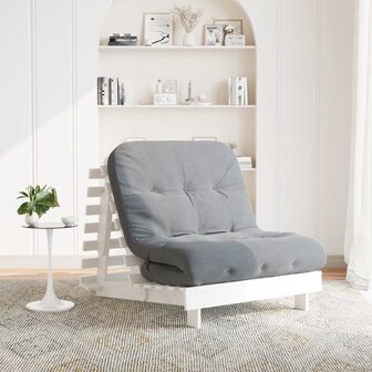 Futon slaapbank met matras 90x206x11 cm massief grenenhout wit