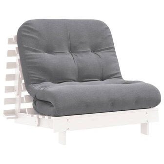 Futon slaapbank met matras 90x206x11 cm massief grenenhout wit