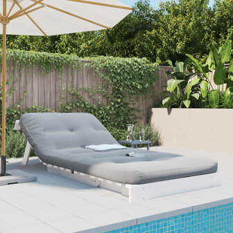 Futon slaapbank met matras 90x206x11 cm massief grenenhout wit