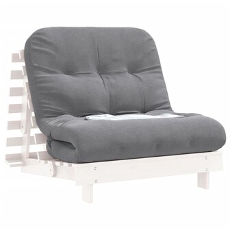 Futon slaapbank met matras 80x206x11 cm massief grenenhout wit