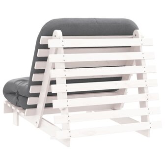 Futon slaapbank met matras 80x206x11 cm massief grenenhout wit