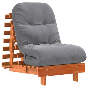 Futon slaapbank met matras 60x206x11 cm grenenhout wasbruin