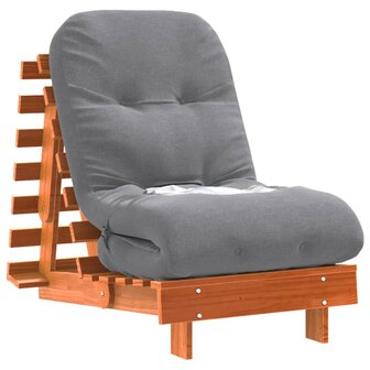 Futon slaapbank met matras 60x206x11 cm grenenhout wasbruin