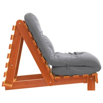 Futon slaapbank met matras 60x206x11 cm grenenhout wasbruin