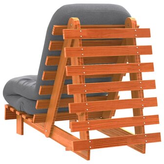 Futon slaapbank met matras 60x206x11 cm grenenhout wasbruin