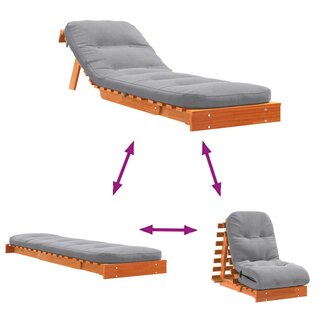 Futon slaapbank met matras 60x206x11 cm grenenhout wasbruin