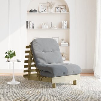 Futon slaapbank met matras 70x206x11 cm ge&iuml;mpregneerd hout