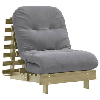 Futon slaapbank met matras 70x206x11 cm ge&iuml;mpregneerd hout