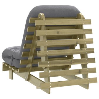 Futon slaapbank met matras 70x206x11 cm ge&iuml;mpregneerd hout