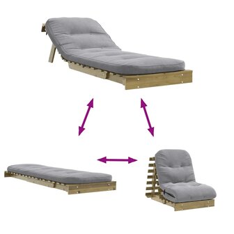 Futon slaapbank met matras 70x206x11 cm ge&iuml;mpregneerd hout