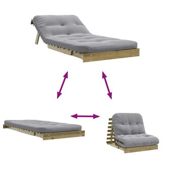 Futon slaapbank met matras 90x206x11 cm ge&iuml;mpregneerd hout