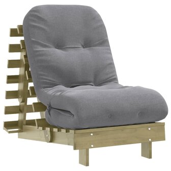 Futon slaapbank met matras 60x206x11 cm ge&iuml;mpregneerd hout