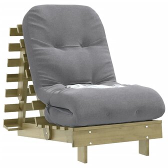 Futon slaapbank met matras 60x206x11 cm ge&iuml;mpregneerd hout