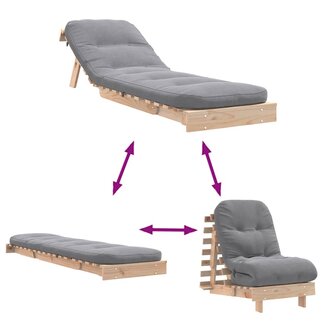 Futon slaapbank met matras 60x206x11 cm massief grenenhout