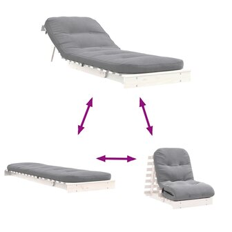 Futon slaapbank met matras 70x206x11 cm massief grenenhout wit