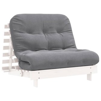 Futon slaapbank met matras 100x206x11 cm massief grenenhout wit