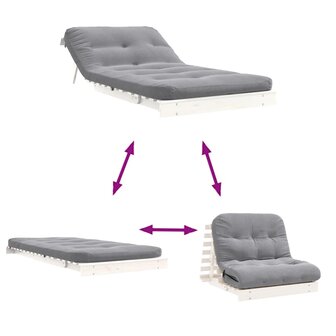 Futon slaapbank met matras 100x206x11 cm massief grenenhout wit