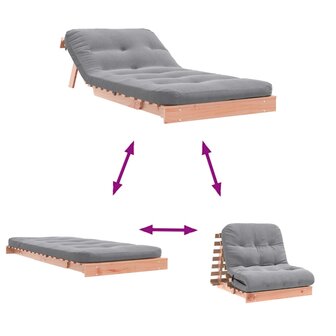 Futon slaapbank met matras 90x206x11 cm massief douglashout