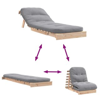 Futon slaapbank met matras 70x206x11 cm massief grenenhout