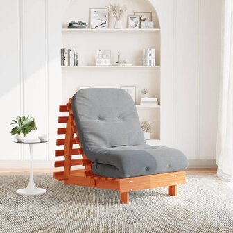 Futon slaapbank met matras 70x206x11 cm grenenhout wasbruin