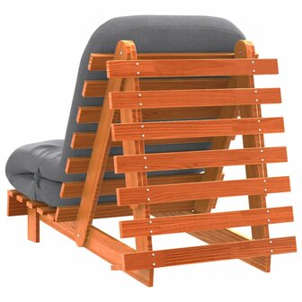 Futon slaapbank met matras 70x206x11 cm grenenhout wasbruin