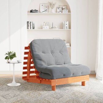 Futon slaapbank met matras 80x206x11 cm grenenhout wasbruin
