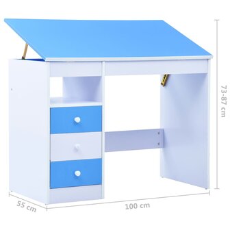 Kindertekentafel/-bureau kantelbaar blauw en wit