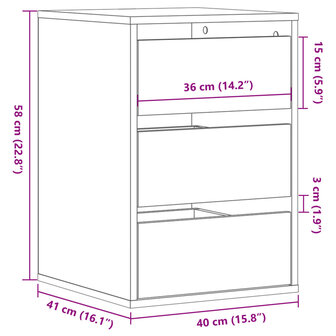 Ladekast 40x41x58 cm bewerkt hout wit