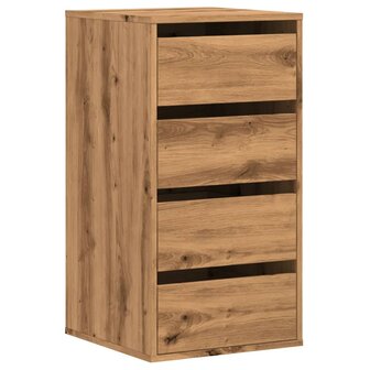 Ladekast 40x41x76 cm bewerkt hout artisanaal eikenkleurig