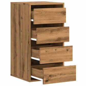Ladekast 40x41x76 cm bewerkt hout artisanaal eikenkleurig