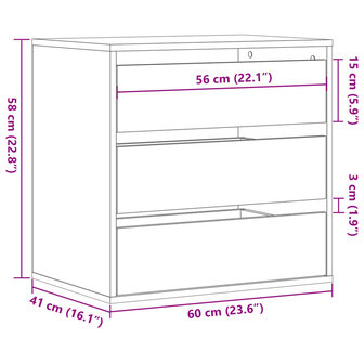 Ladekast 60x41x58 cm bewerkt hout grijs sonoma eikenkleurig