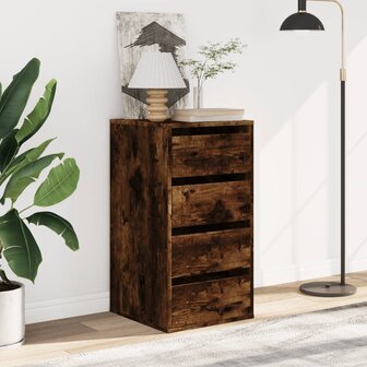 Ladekast 40x41x76 cm bewerkt hout gerookt eikenkleurig