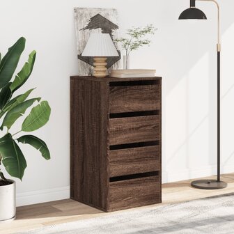 Ladekast 40x41x76 cm bewerkt hout bruin eikenkleurig