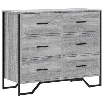 Ladekast 91x35,5x74,5 cm bewerkt hout grijs sonoma eikenkleurig