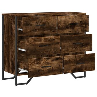 Ladekast 91x35,5x74,5 cm bewerkt hout gerookt eikenkleurig
