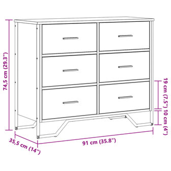 Ladekast 91x35,5x74,5 cm bewerkt hout gerookt eikenkleurig