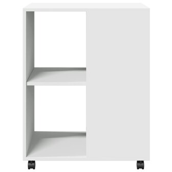Bijzettafel met wieltjes 55x60x78 bewerkt hout wit