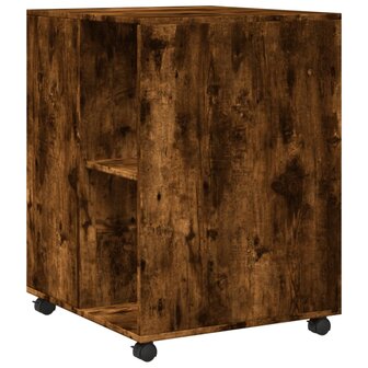 Bijzettafel met wieltjes 55x60x78 cm hout gerookt eikenkleurig