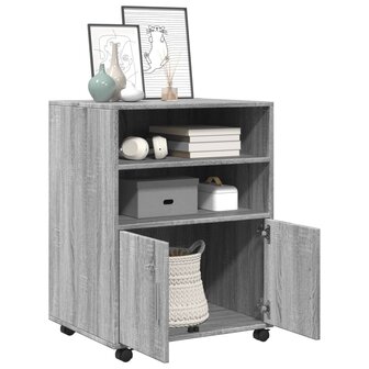 Rolkast 60x48x81 cm bewerkt hout grijs sonoma eikenkleurig