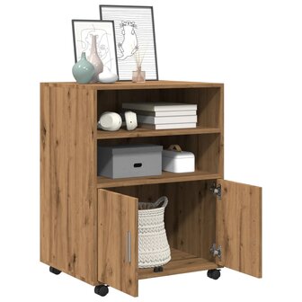 Rolkast 60x48x81 cm bewerkt hout artisanaal eikenkleurig