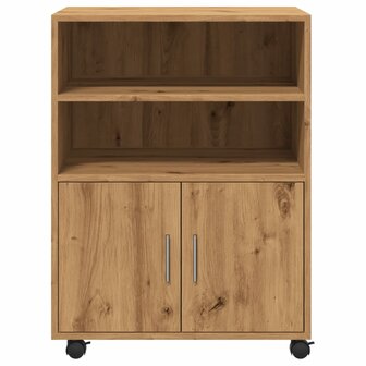 Rolkast 60x48x81 cm bewerkt hout artisanaal eikenkleurig