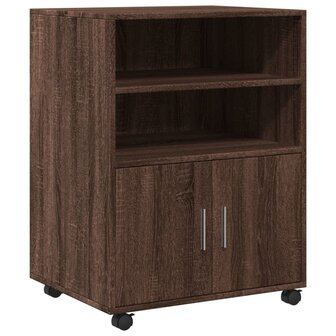 Rolkast 60x48x81 cm bewerkt hout bruin eikenkleur