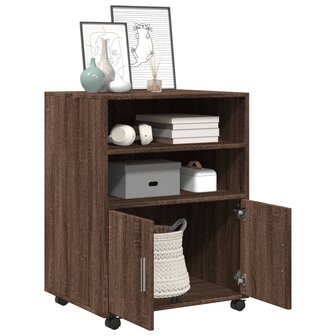 Rolkast 60x48x81 cm bewerkt hout bruin eikenkleur