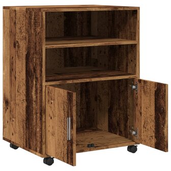Rolkast 60x48x81 cm bewerkt hout oud houtkleurig